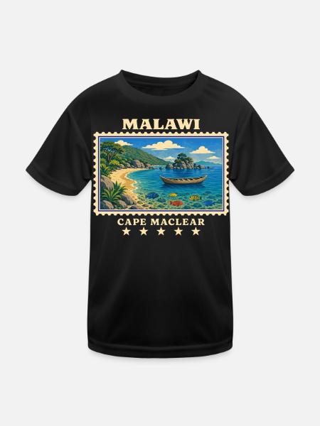 Malawi Cape Maclear Vintage Reisemarke - Kinder Funktions-T-Shirt - Schwarz - Vorne