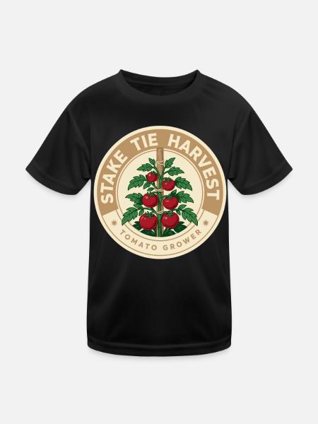 Tomatenpflanzen Ernte Motiv im Vintage-Stil - Kinder Funktions-T-Shirt - Schwarz - Vorne
