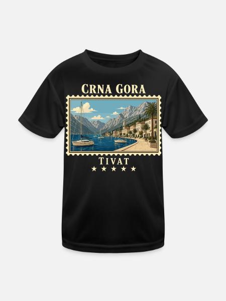 Montenegro Tivat Vintage Reisemarke - Kinder Funktions-T-Shirt - Schwarz - Vorne