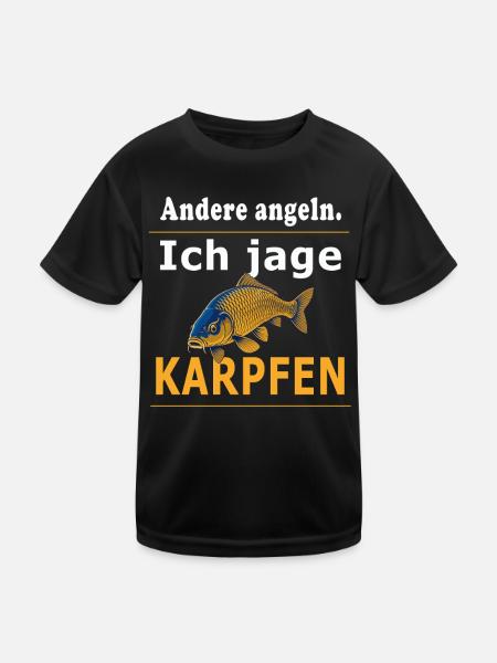 Andere angeln ich jage Karpfen – Karpfenangler - Kinder Funktions-T-Shirt - Schwarz - Vorne