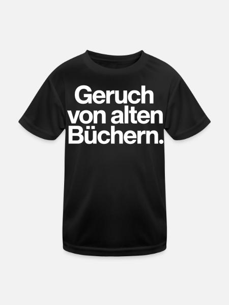 Geruch von alten Büchern Spruch T-Shirt Leser - Kinder Funktions-T-Shirt - Schwarz - Vorne