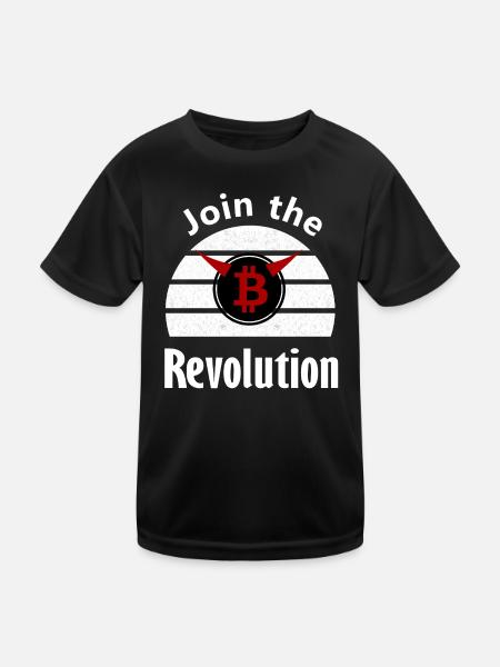 Bitcoin Revolution: Join the Movement - Kids Functional T-Shirt - black - Front