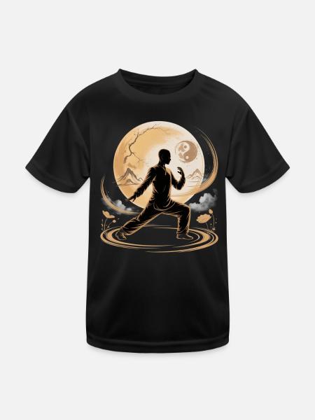 Tai Chi Zen Meditation – Chi Qigong Training - Kids Functional T-Shirt - black - Front