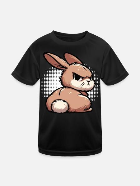 Kaninchen Hase Hasen langohr Klopfer Rammler - Kinder Funktions-T-Shirt - Schwarz - Vorne