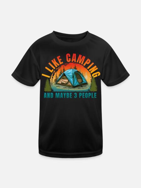 ICH CAMPE GERNE UND VIELLEICHT DREI LEUTE - Kinder Funktions-T-Shirt - Schwarz - Vorne