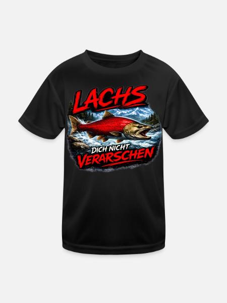 Lachs dich nicht verarschen - Kinder Funktions-T-Shirt - Schwarz - Vorne