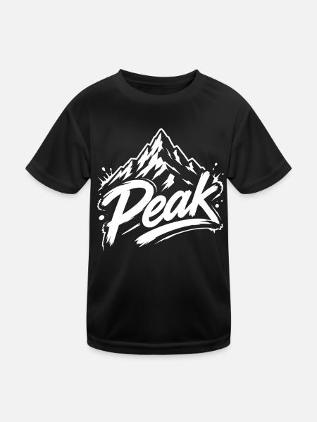 Peak Mountain Peak Graphic | Youth word - Kids Functional T-Shirt - black - Front