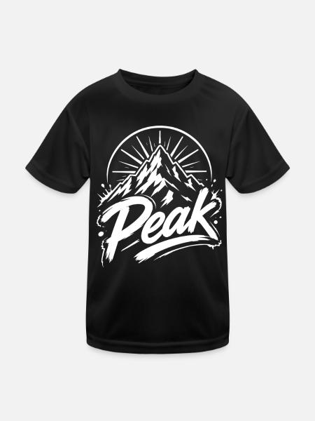 Peak Mountain Peak Graphic | Youth word - Kids Functional T-Shirt - black - Front