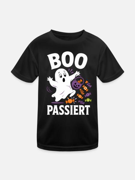 Boo Happens – Halloween Ghost with Candy - Kids Functional T-Shirt - black - Front