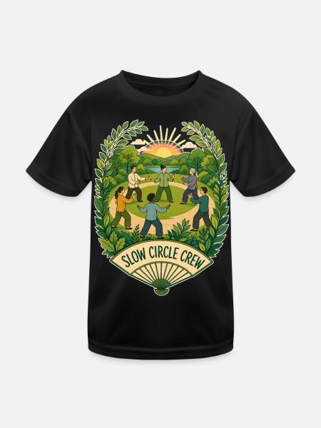 SLOW CIRCLE CREW Wolken - Kinder Funktions-T-Shirt - Schwarz - Vorne