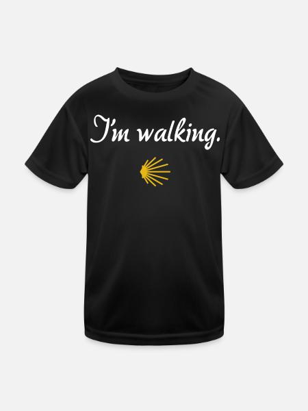 I'm walking | Jakobsweg, Pilger, Santiago - Kinder Funktions-T-Shirt - Schwarz - Vorne