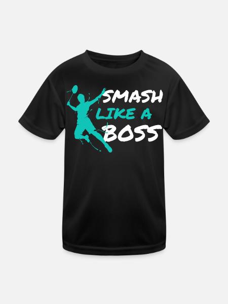 Badminton Player Badminton Coach Badminton Smash - Kids Functional T-Shirt - black - Front
