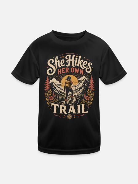 Hiker Hiking - Kids Functional T-Shirt - black - Front
