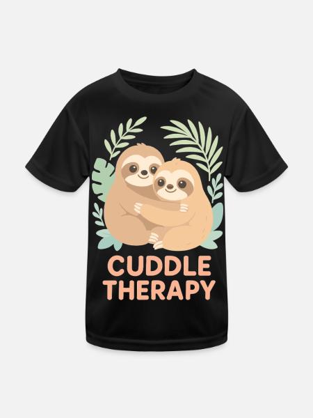 Cuddle Therapy: Cute sloths in the jungle - Kids Functional T-Shirt - black - Front