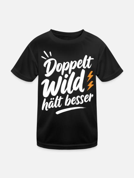 Doppelt Wild hält besser – Spruch für Paare - Kinder Funktions-T-Shirt - Schwarz - Vorne