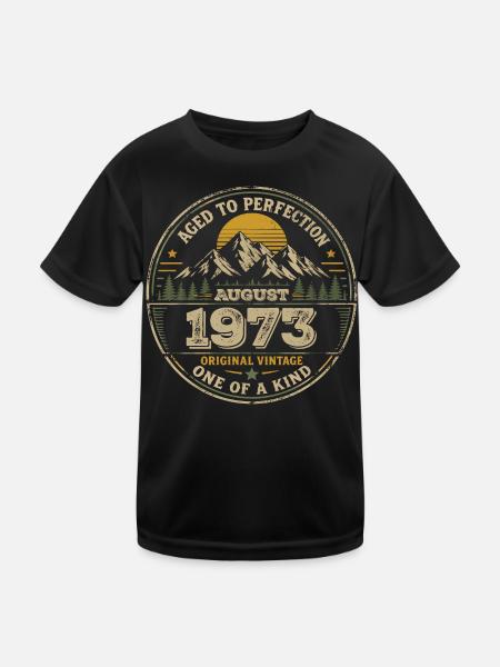 1973 August Geburtstagsgeschenk Vintage 1973 - Kinder Funktions-T-Shirt - Schwarz - Vorne