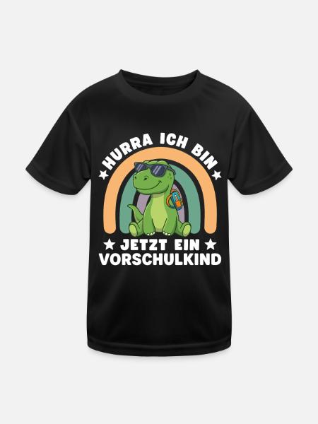 Vorschulkind Dinosaurier Schulstart Einschulung - Kinder Funktions-T-Shirt - Schwarz - Vorne