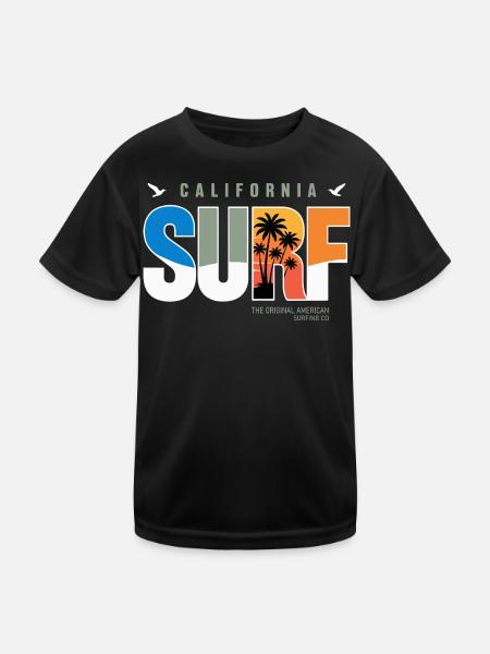 Surf California Palm Sunset - Kids Functional T-Shirt - black - Front