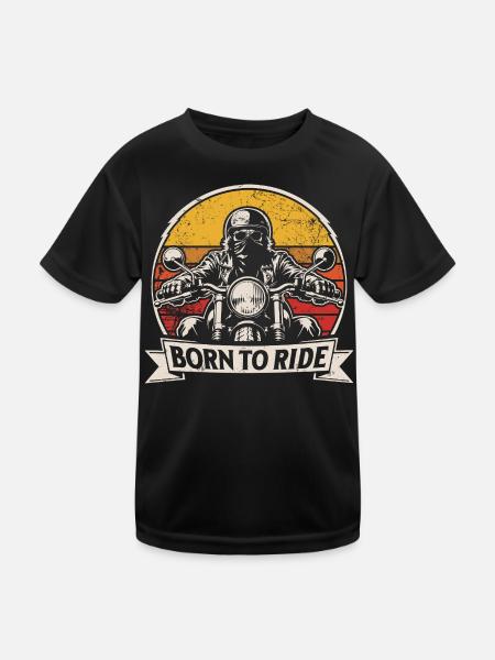 Born to Ride | Retro Motorcycle | Biker Style - Kids Functional T-Shirt - black - Front