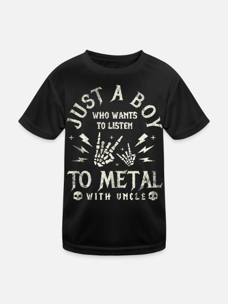 Metal Baby Boy With Uncle Rock Baby - Kids Functional T-Shirt - black - Front
