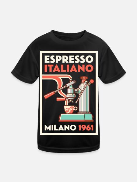 Espresso Italiano Milano 1961 Retro Kaffee - Kinder Funktions-T-Shirt - Schwarz