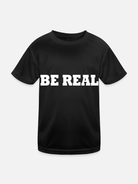 Be real - Kinder Funktions-T-Shirt - Schwarz - Vorne