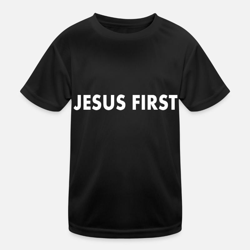 Jesus first - Kinder Funktions-T-Shirt - Schwarz