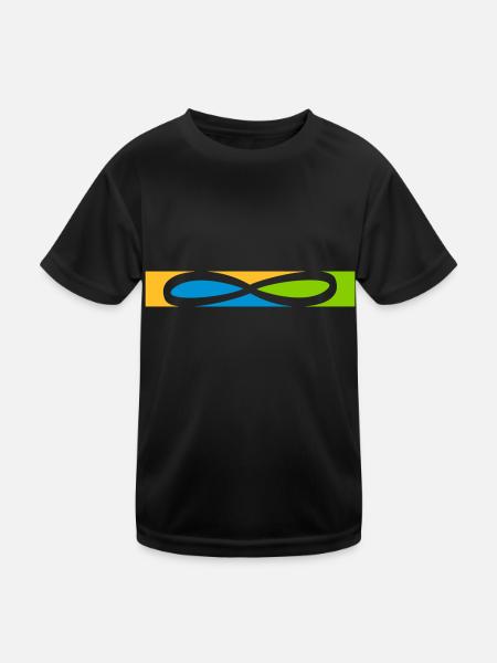 Stripe Infinity icon - Kids Functional T-Shirt - black - Front