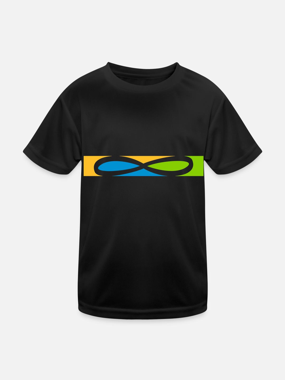 Stripe Infinity icon - Kids Functional T-Shirt - black - Front