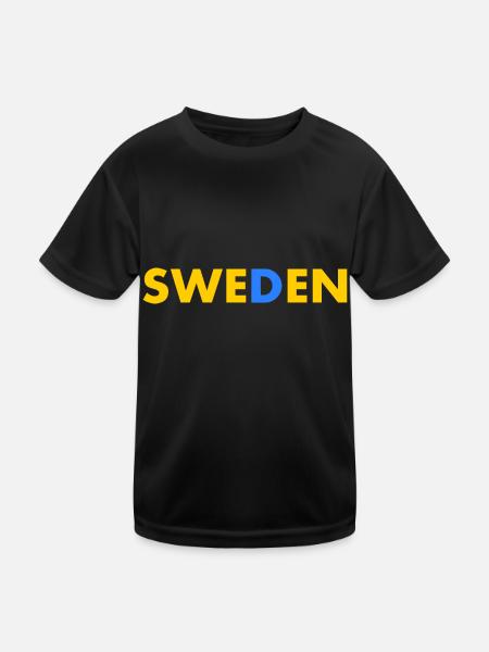 Schweden - Kinder Funktions-T-Shirt - Schwarz - Vorne