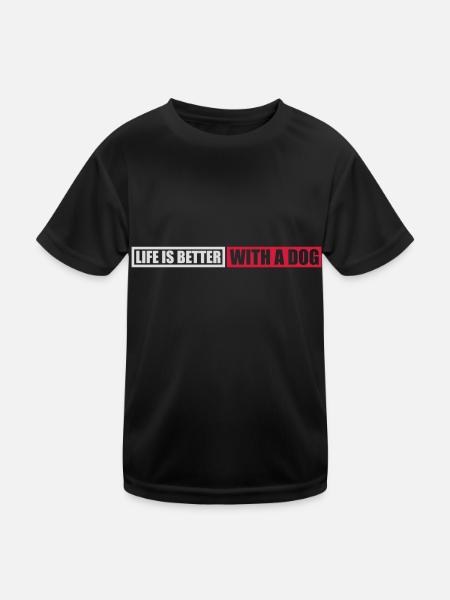 better with a dog - Kids Functional T-Shirt - black - Front