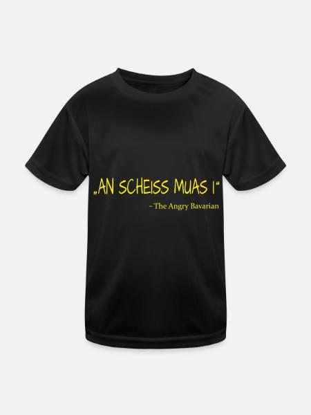 An Scheiss muas i The Angry Bavarian - Kinder Funktions-T-Shirt - Schwarz - Vorne