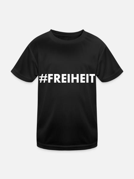 Freiheit - Kinder Funktions-T-Shirt - Schwarz - Vorne