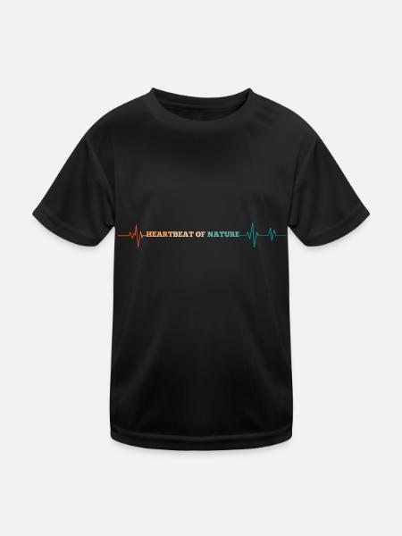 Herzschlag der Natur Retro Herzschlag - Kinder Funktions-T-Shirt - Schwarz - Vorne