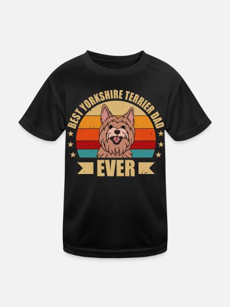 BEST YORKSHIRE TERRIER Papa - Kids Functional T-Shirt - black - Front