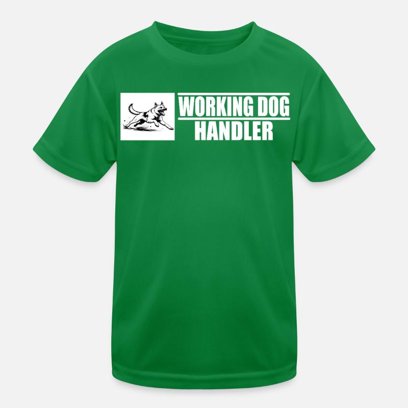 Working Dog Handler Motif Kids Functional T-Shirt