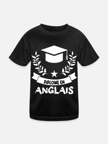 diplômé en anglais. - T-shirt sport Enfant - noir - Devant