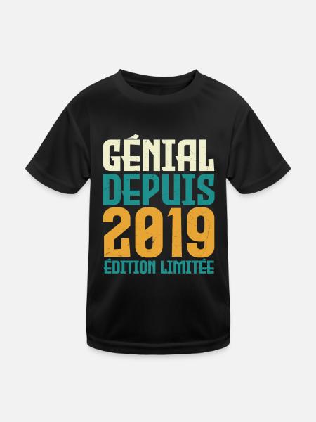 Génial depuis 2019 - T-shirt sport Enfant - noir - Devant