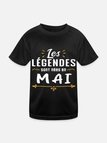 Les légendes sont nées en Mai. cadeau anniversaire - T-shirt sport Enfant - noir - Devant