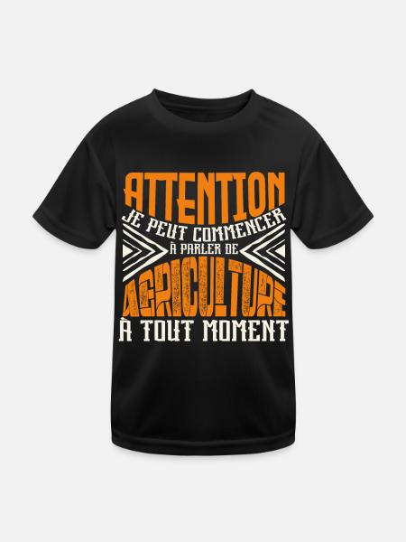 Avertissement, Agriculture à tout moment. - T-shirt sport Enfant - noir - Devant