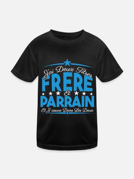J'ai deux titres frère et Parrain. Cadeau frère. - T-shirt sport Enfant - noir - Devant