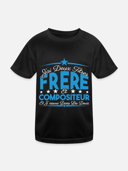 J'ai deux titres frère et Compositeur Cadeau frère - T-shirt sport Enfant - noir - Devant