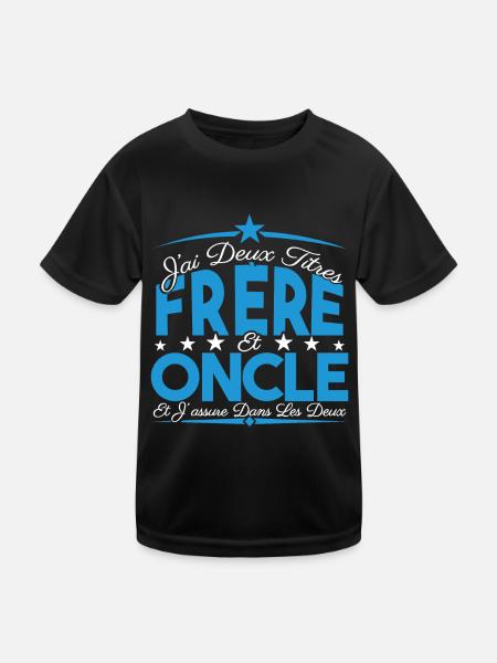 J'ai deux titres frère et Oncle. Cadeau frère. - T-shirt sport Enfant - noir - Devant