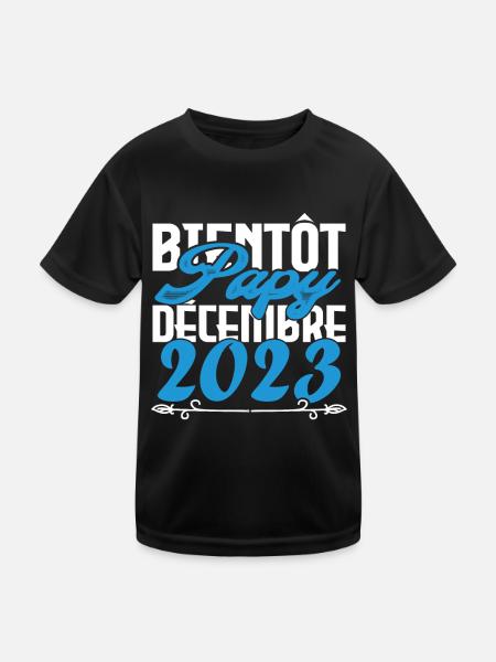 Annonce grossesse bientôt Papy Décembre 2023 - T-shirt sport Enfant - noir - Devant