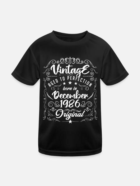 Vintage BORN IN DECEMBER 1986- anniversary gift. - T-shirt sport Enfant - noir - Devant