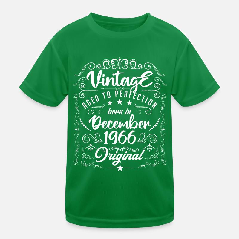 Vintage BORN IN DECEMBER 1966- anniversary gift. T-shirt sport Enfant