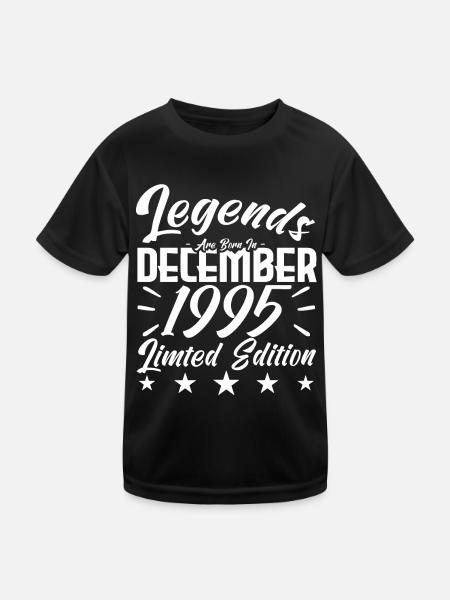 anniversary gift,Legends are born in DECEMBER 1995 - Kids Functional T-Shirt - black - Front