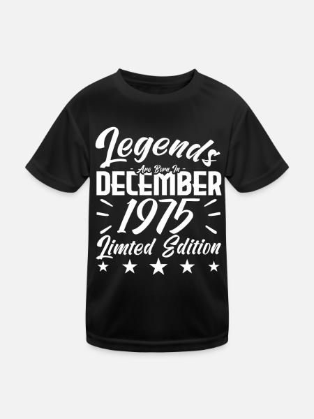 anniversary gift,Legends are born in DECEMBER 1975 - Kids Functional T-Shirt - black - Front