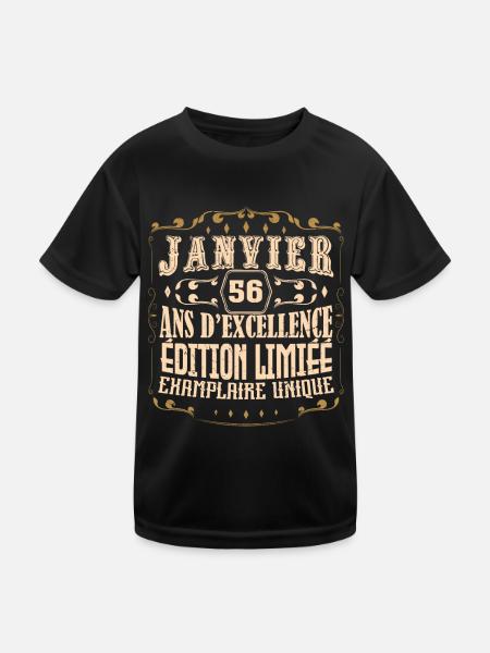 Vintage Janvier 56 ans. anniversaire janvier. - T-shirt sport Enfant - noir - Devant