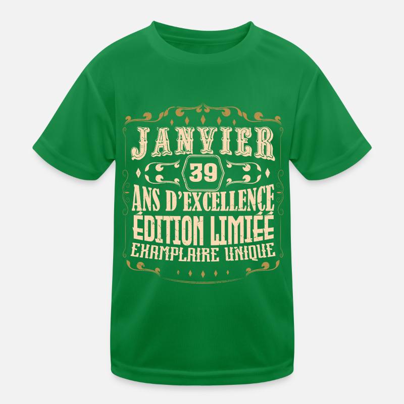 Vintage Janvier 39 ans. anniversaire janvier. T-shirt sport Enfant